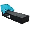 TOPMAX 76.8&quot; Long Reclining Single Chaise Lounge with Cushions; Canopy and Cup Table; Black Wicker+Blue Cushion