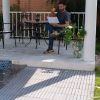 30 PCS Interlocking Deck Tiles Striped Pattern; 12" x 12" Square Light Gray Acacia Hardwood Outdoor Flooring for Patio; Bancony; Pool Side; ...