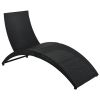 GO Patio Wicker Sun Lounger; PE Rattan Foldable Chaise Lounger with Removable Cushion and Bolster Pillow; Black Wicker and Beige Cushion