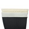 GO Patio Wicker Sun Lounger; PE Rattan Foldable Chaise Lounger with Removable Cushion and Bolster Pillow; Black Wicker and Beige Cushion
