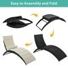 GO Patio Wicker Sun Lounger; PE Rattan Foldable Chaise Lounger with Removable Cushion and Bolster Pillow; Black Wicker and Beige Cushion