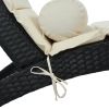 GO Patio Wicker Sun Lounger; PE Rattan Foldable Chaise Lounger with Removable Cushion and Bolster Pillow; Black Wicker and Beige Cushion