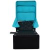 TOPMAX 76.8&quot; Long Reclining Single Chaise Lounge with Cushions; Canopy and Cup Table; Black Wicker+Blue Cushion