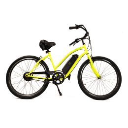 26" Electric Bike for Adults,Layback Electric Single Speed E-Bike,350W Brushless Motor 10AH (Color: yellow)