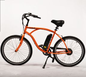 26" Electric Bike for Adults,Layback Electric Single Speed E-Bike,350W Brushless Motor 10AH (Color: Orange)