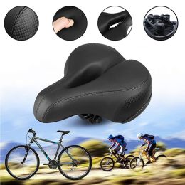 Comfort Wide Cruiser Bike Saddle Seat Soft Cushion Pad Breathable Bicycle Seat (Color: Black)