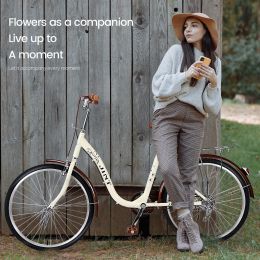 Classic Bicycle Retro Bicycle Beach Cruiser Bicycle Retro Bicycle (Color: Beige)