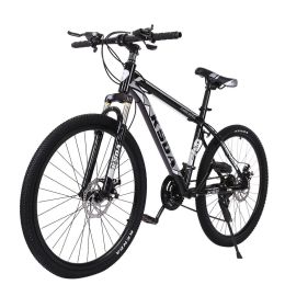Junior Aluminum Full Mountain Bike; Stone Mountain 26 Inch 21-Speed Bicycle (Color: Black)